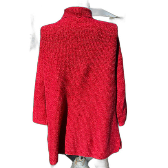 J. Jill Easy Textured Long Open Front Cardigan Heathered Red Size L Petite - Picture 2 of 5